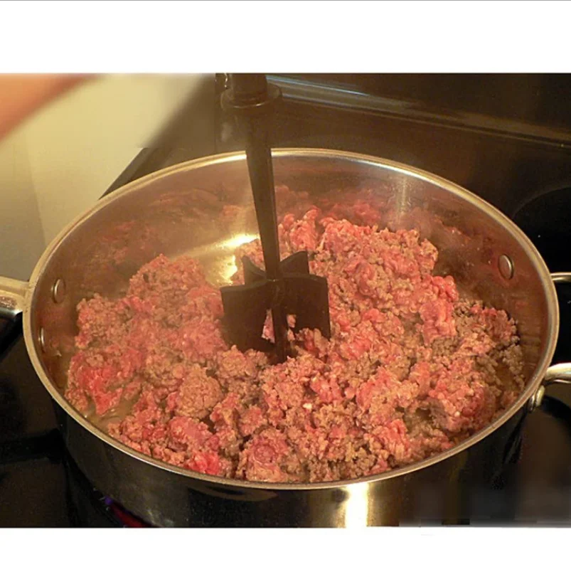 Meat Chopper 5 Curve Blades Ground Beef Masher Heat Resistant Meat Masher Tool Nylon Hamburger Non-scratch Chopper Utensil