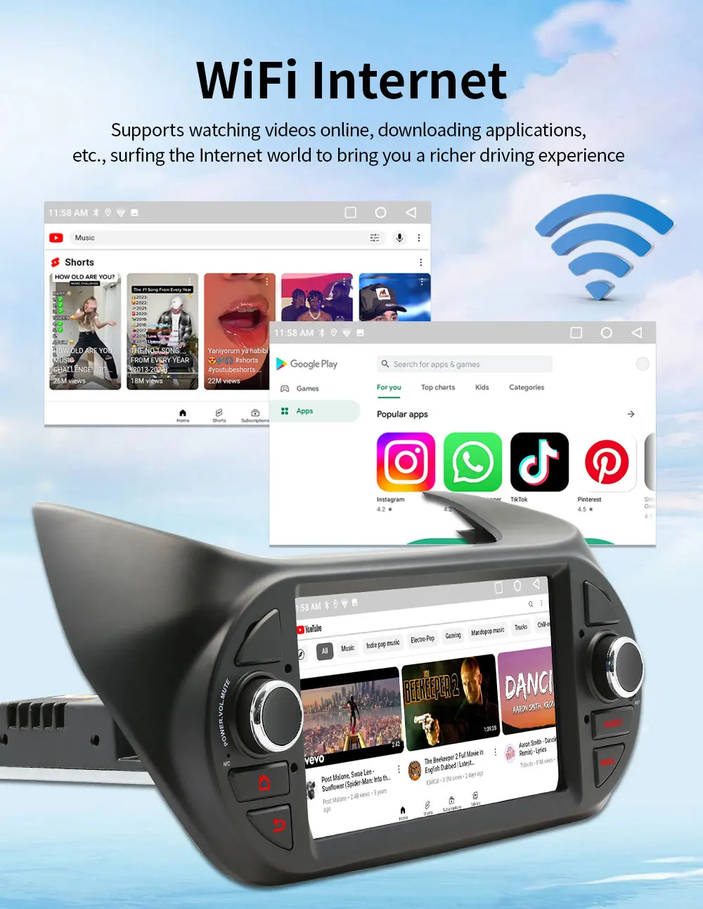 BQCC 7-дюймовый четырехъядерный и октановый Автомобильный плеер Android13 автомобильный стерео Mirrorlink для Fiat Flori 2008-2011 беспроводной Wi-Fi GPS RDS FM