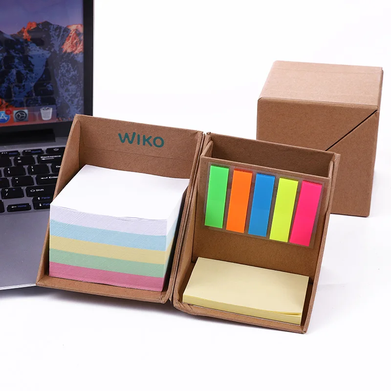 Stationery small recycled cube memo notepad  sticky notes box with pen holder