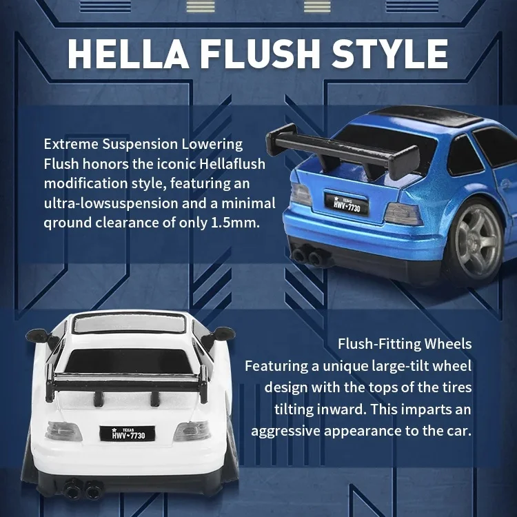 FMS FLUSH30 1/64 RTR 2.4G Micro Versatile Led Lighting Flush Fitting Wheels 5.8G FPV Goggles RC Car with Magnetic Camera Toys