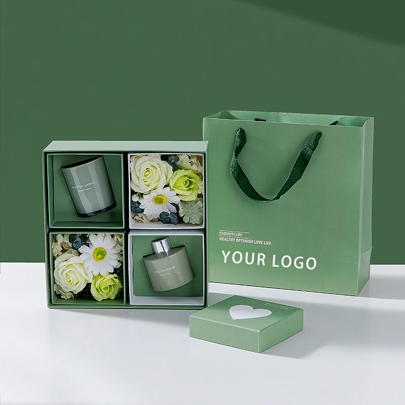 Immortal flower dried flower scented candle Luxury gift box set for Wedding decoration tabletop ornaments with hand ceremony