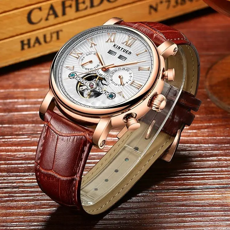 Automatic Tourbillon Watches Automatic Mechanical Leather Strap Men Japan automatic MIYOTA  movement for men Best Quality