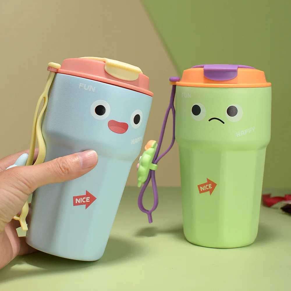 Hot-Sale Stainless Steel Travel Ceramic Mug Child Kid Ceramic Mugs Blanks Inner Colored Coffee Mug with Rope