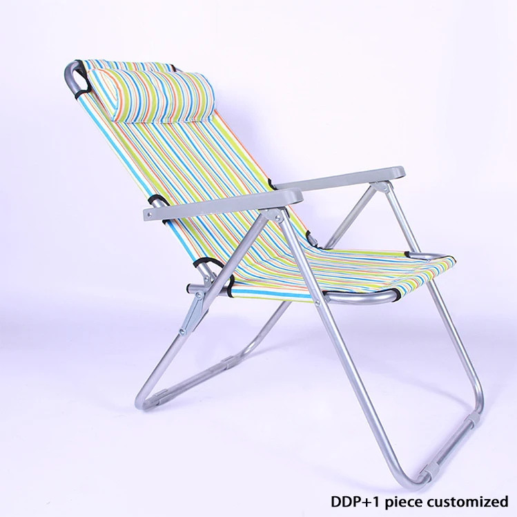 Facebook multifunctional metal beach chair single folding outdoor lounge chair for lunch break