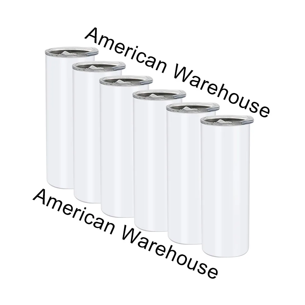 us warehouse Ready to Ship buy cups blank sublim 20 oz straight slim skinny stainless steel sublimation tumbler