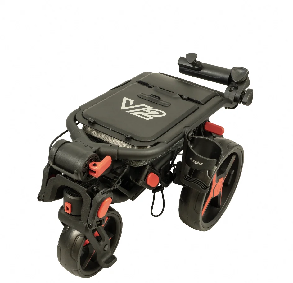 Axglo 3-wheel Lightweight Golf Push Cart Easy Foldable Golf Trolley with Umbrella Holder Swift Direction Control and Brake