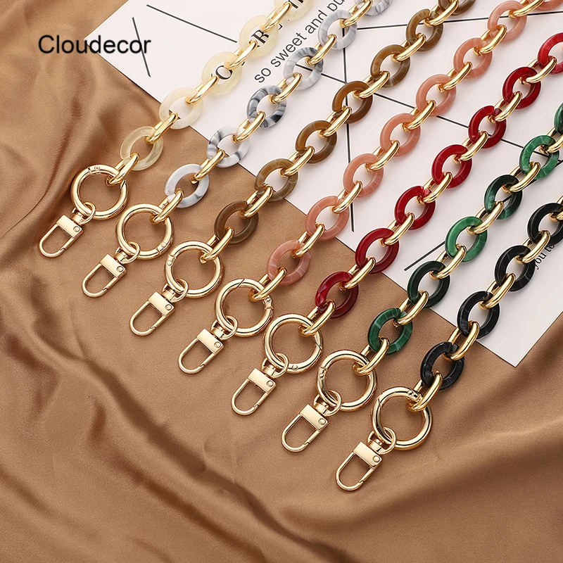 Fashion Beige Brown Acrylic Resin Metal Circle Handbag Handle Strap Detachable Replacement Women Shoulder Strap Bag Accessories