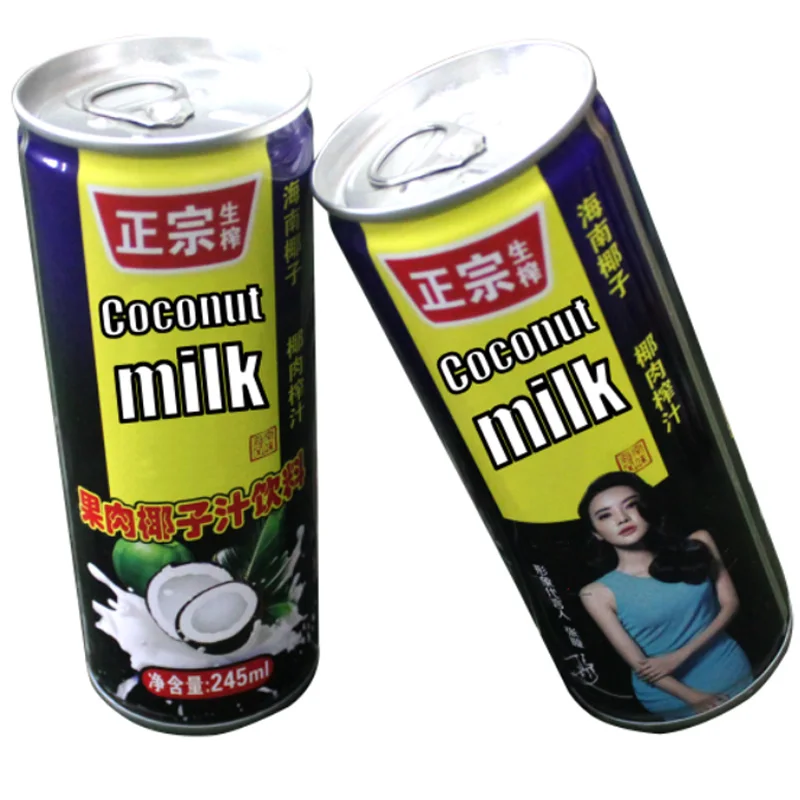 wholesale 245ml OEM wholesale tin can coconut milk hot sale soft drink coconut water