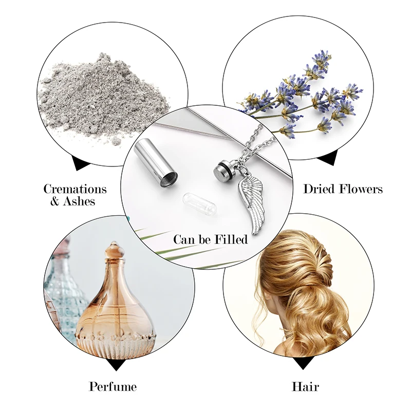 Wholesale Charms Stainless Steel Wing Pendant Pet Memorial Cremation Jewelry