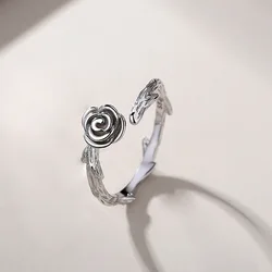 Romantic retro 925 Sterling silver rose shaped couple ring for woman and man