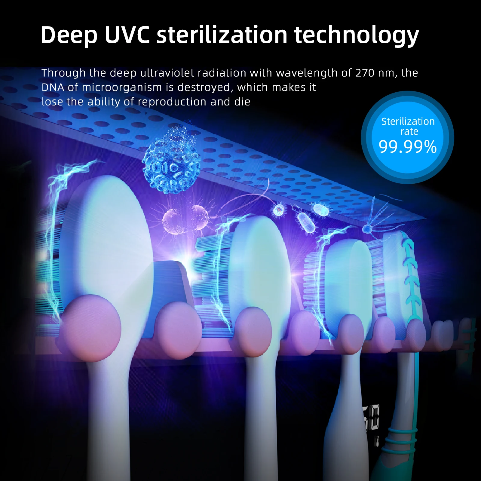 High-tech 2021 4 in 1 UVC Light Toothbrush Sanitizer Holder Rechargeable Toothbrush Storage & Sterilizer Box