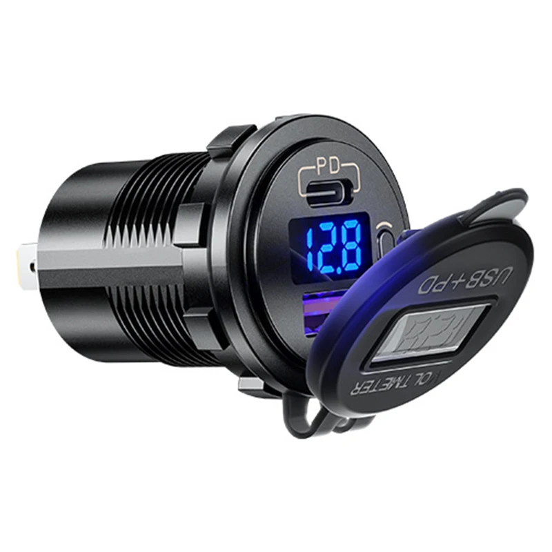 New durable charger motorcycle waterproof usb voltmeter + PD3.0