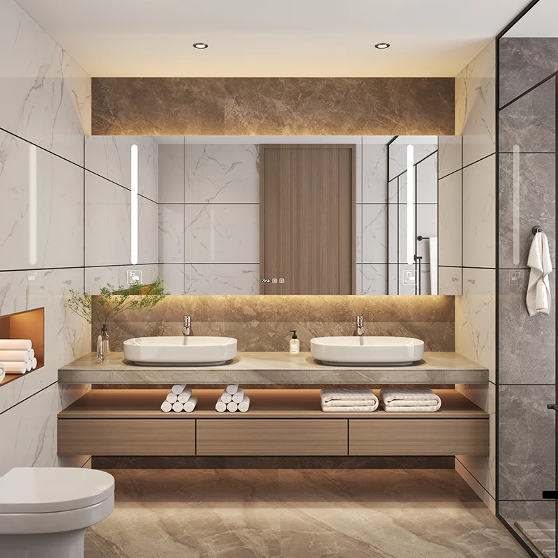 Hot Selling Wall Mounted Stainless Steel Waterproof Bathroom Storage Mirror Cabinet Set  Bathroom Vanities