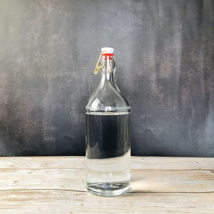 Оптовая продажа, круглая стеклянная бутылка для спирта, виски, водки, 1 л, 1000 мл