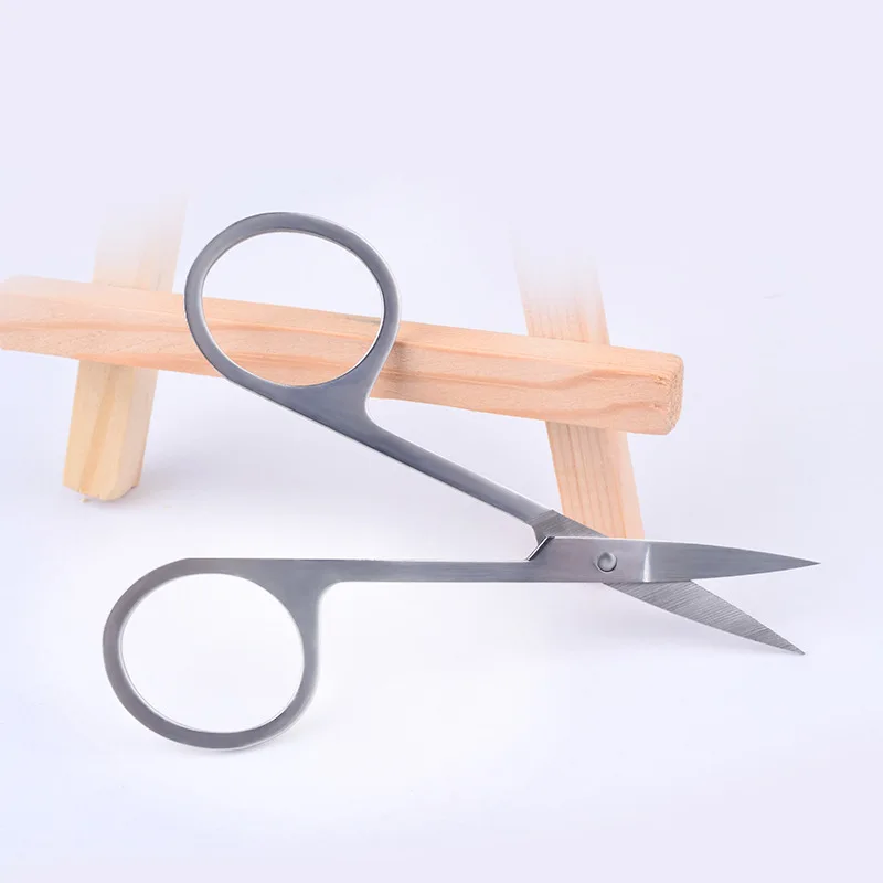 Nail Eyebrow Cutting Scissors Steel Yangjiang Popular Make up Black Stainless Logo Style Finger Beauty Sharp Color Handle Blade