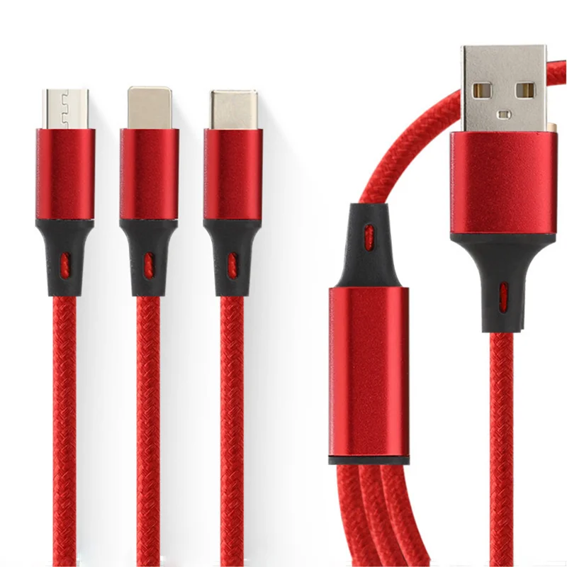 3 в 1, Usb-кабель для быстрой зарядки телефона, Лидер продаж, дешевый плетеный кабель