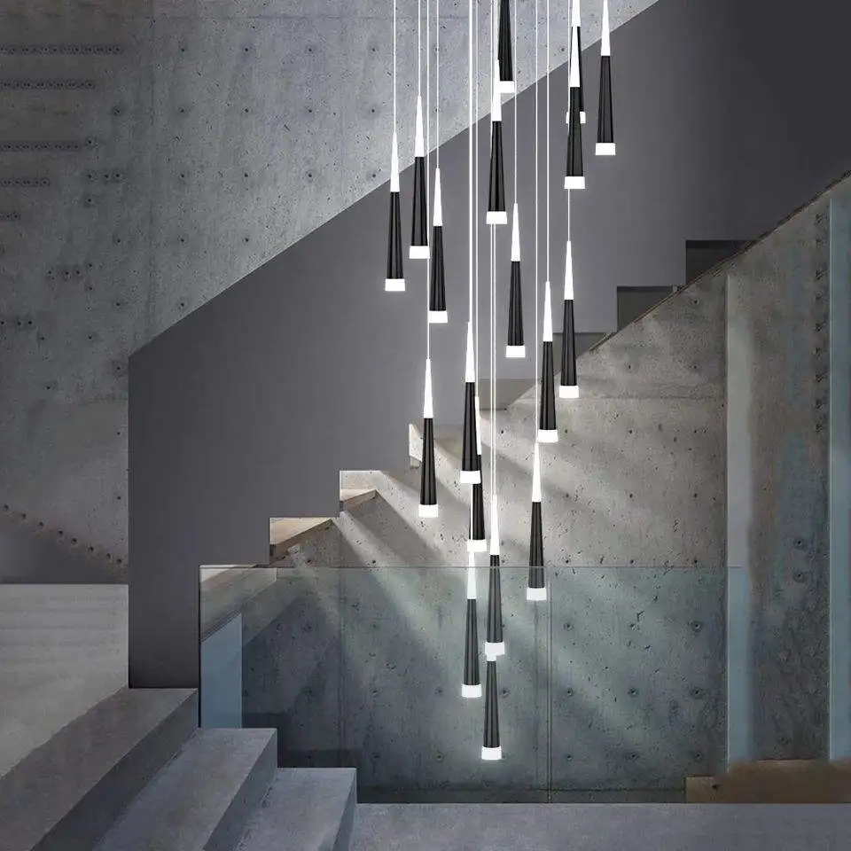 Custom Stairway Stairwell Hotel Lobby Large Chandeliers for High Ceiling Villa Bar Library Lamp Long Staircase Chandelier