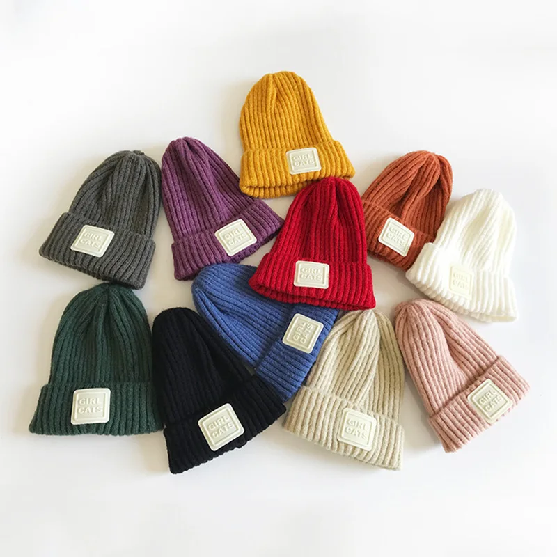 2021 New Arrival OEM ODM Bulk high quality custom private logo baby winter kids hat children black knitted for babies