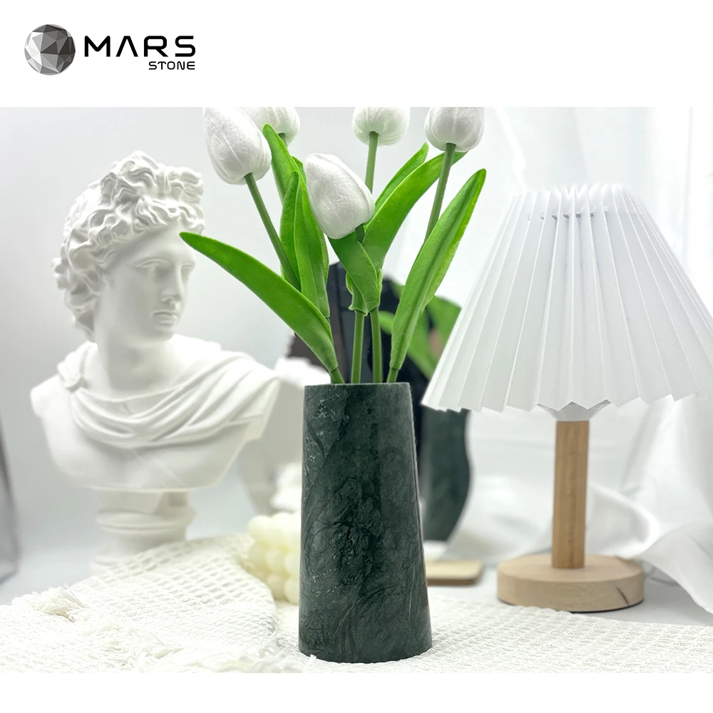 Modern Indian Green Marble Vase Natural Stone Flower Vases Green Vase For Tabletop Home Decor