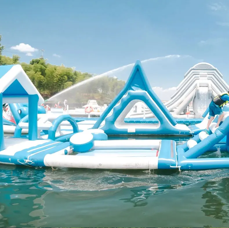 Sea Sport Games shark Inflatable Aqua Water Park Theme Park Equipment Island Floating Water Park For Sale