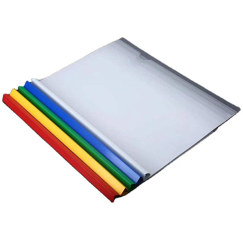 Wholesale recycle custom PP stationery colorful clear Q spine bar file folder A4 size transparent plastic report cover slide bar