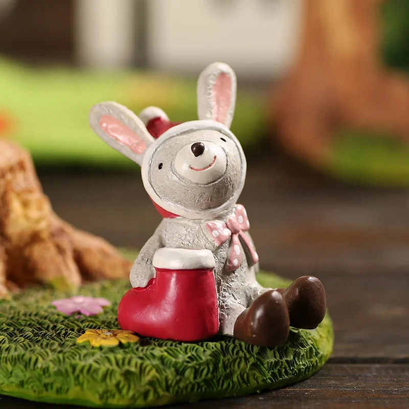 Xmas Snowman Santa Claus Reindeer Mini Resin Ornaments-Home Party Cake Toppers & Tree Gift Box Decor DIY Christmas Gift Idea