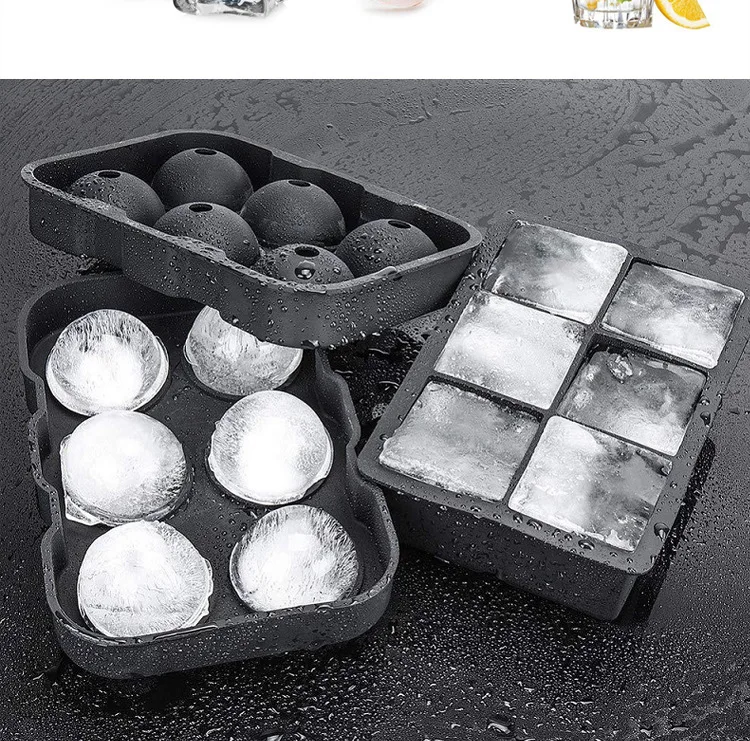 Customized Color Eco-friendly Natural Healthy Sustainable Use 6 Cavity Wholesale Large Silicone Ice Cube Trays