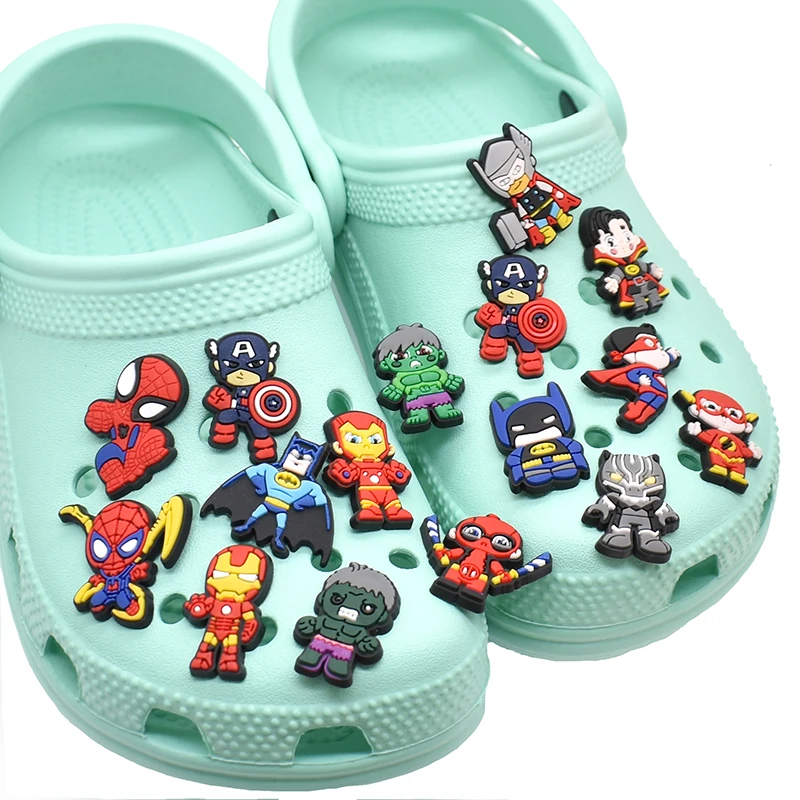 2022  hot design PVC shoe charms avenge spiderman Hero shoe charms