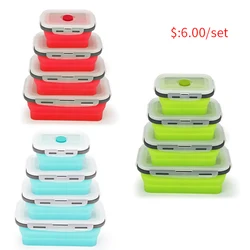 Портативный Складной пищевой Ланч-бокс bento для детей, Детский складной контейнер для хранения пищи, кухонный силиконовый Ланч-бокс