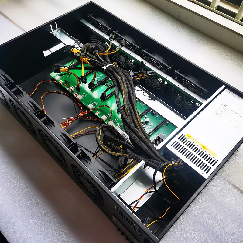 2022 NEW Collapsible GPU Case 65MM 8 Slots With DDR3 4G RAM 64gb ssd 2000w psu B75 B85 motherboard 8 fan Folding case