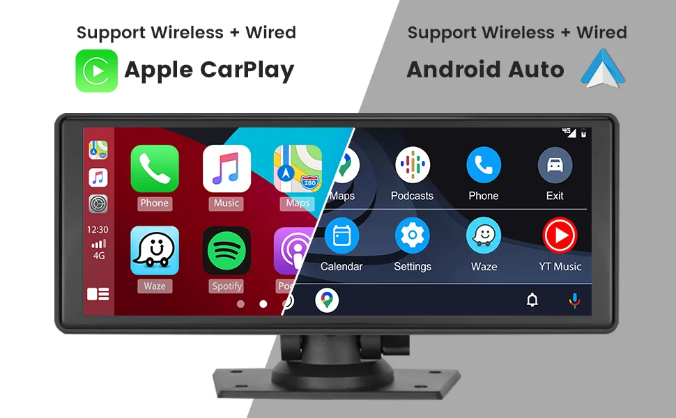 Newest Portable for Carplay Android Auto 10.26 Inch Wireless Air Play Mirror Link/TF Card/USB/AUX Stereo Car Radio
