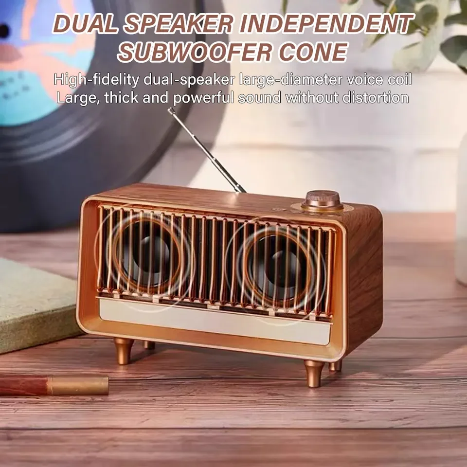 New AS25 Classic Design Vintage Speakers FM Radio Retro subwoofer speaker with SD Player