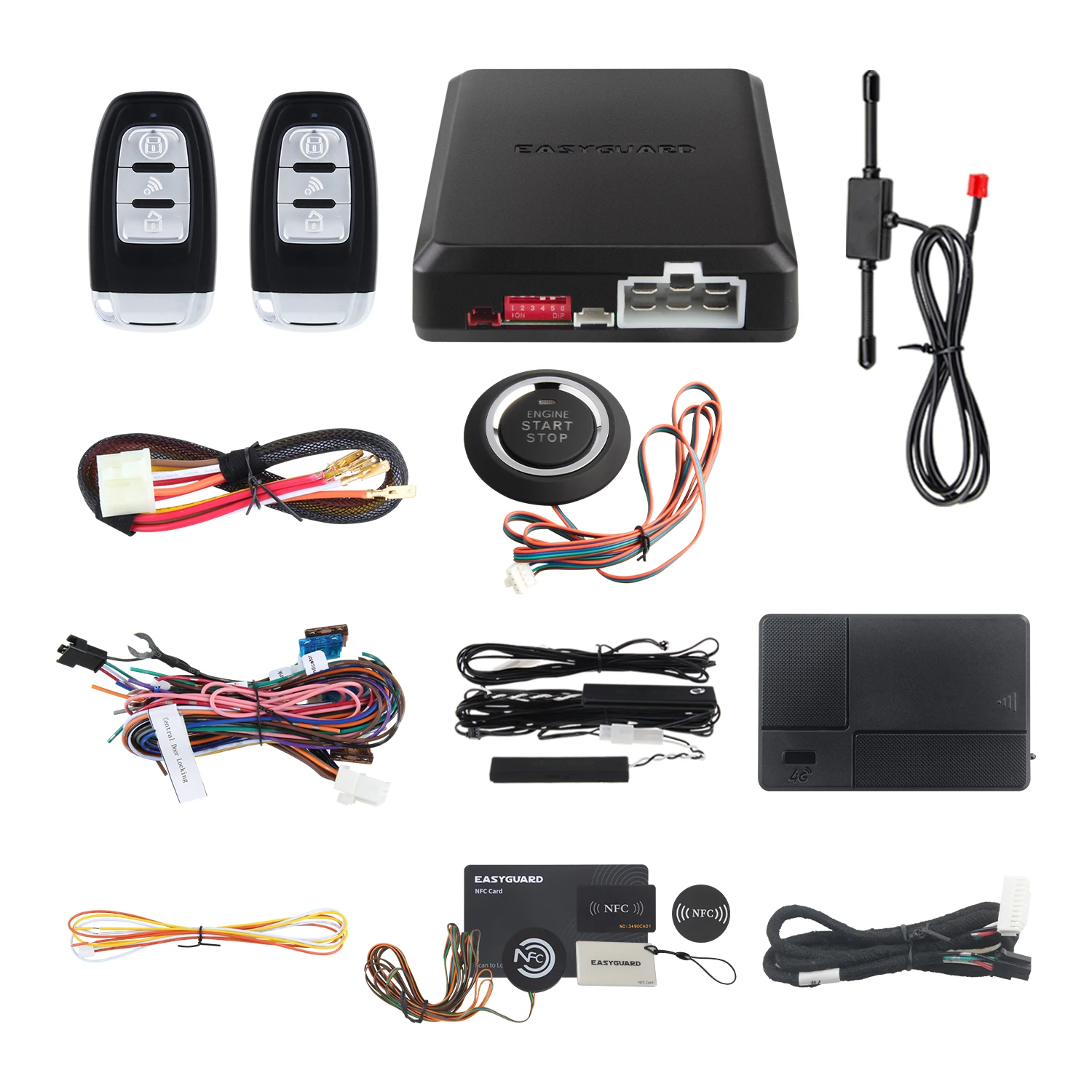 EASYGUARD Universal EC002-NFC-AA  PKE Car Alarm System Passive Keyless Entry & remote engine start & NFC lock unlock