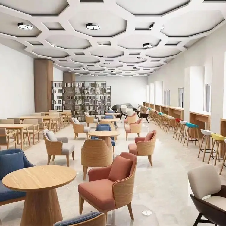 Modern creative solid wood card seat soft bag for music leisure cafeteria restaurant soft chair and table