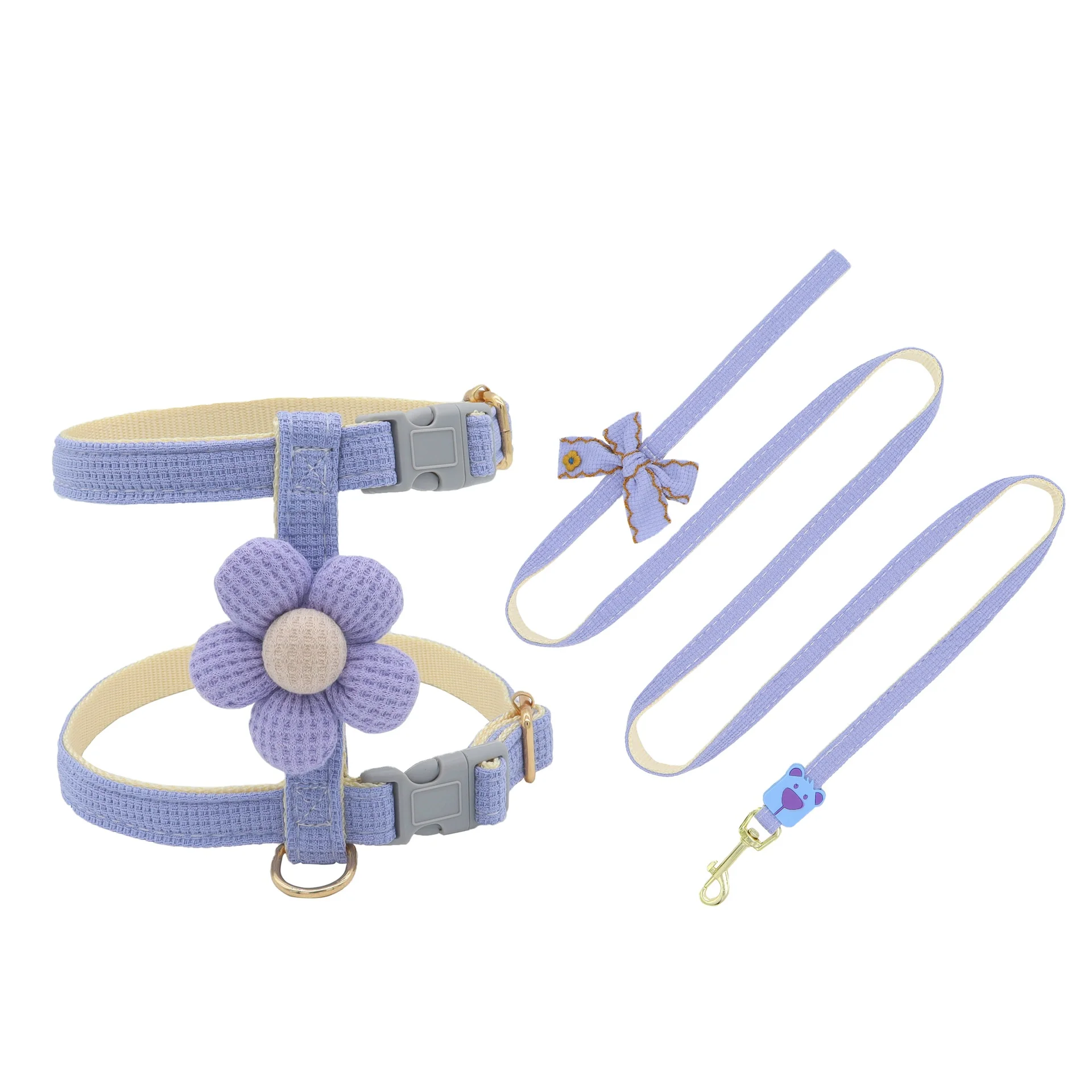 Flower Pattern Custom Luxury Pet Harness Cat And Dog Pet Collars And Harnesses
