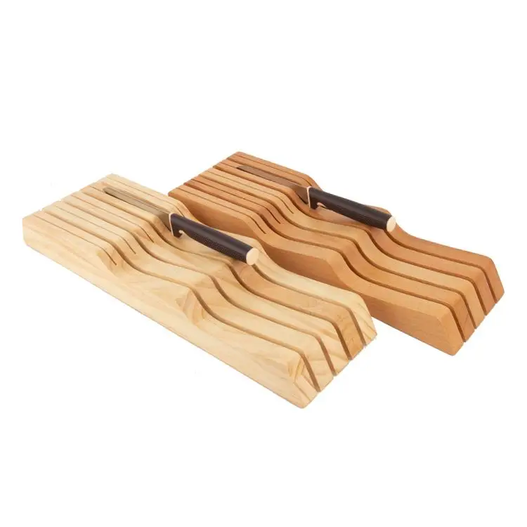 Countertop Butcher Block Knife Holder Nd Organizer With Wide Slots For Easy Kitchen Storage