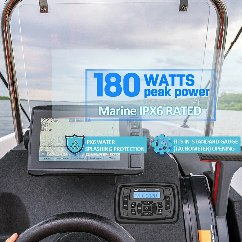 Waterproof Marine Radio Stereo  Digital Media Audio Player+ 1 pair Marine Speakers +FM AM Antenna For ATV UTV Golf Cart