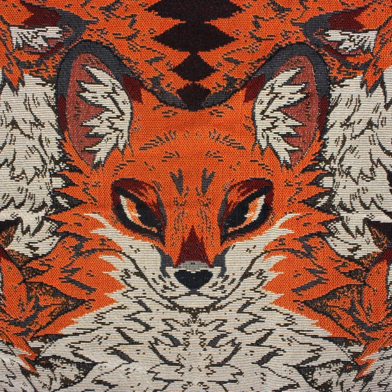 Custom Five Foxes Jacquard Tassel Throw Cotton Blend Decorative Woven Tapestry Blanket