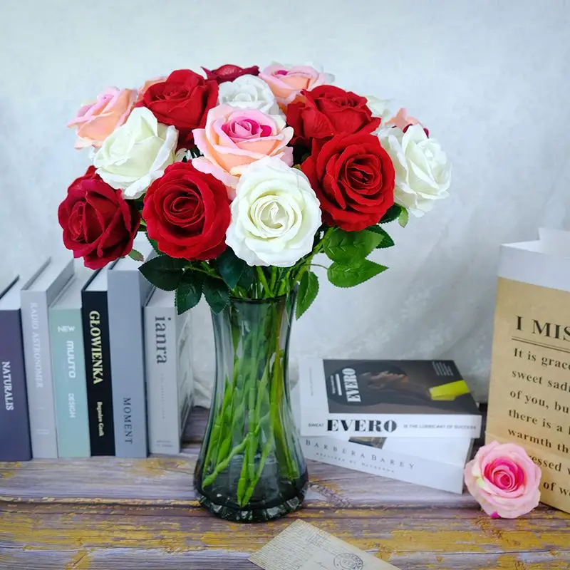 Everongflower Wholesale velvet Rose Artificial Flowers Decorative Flower For Home party Wedding Decorate