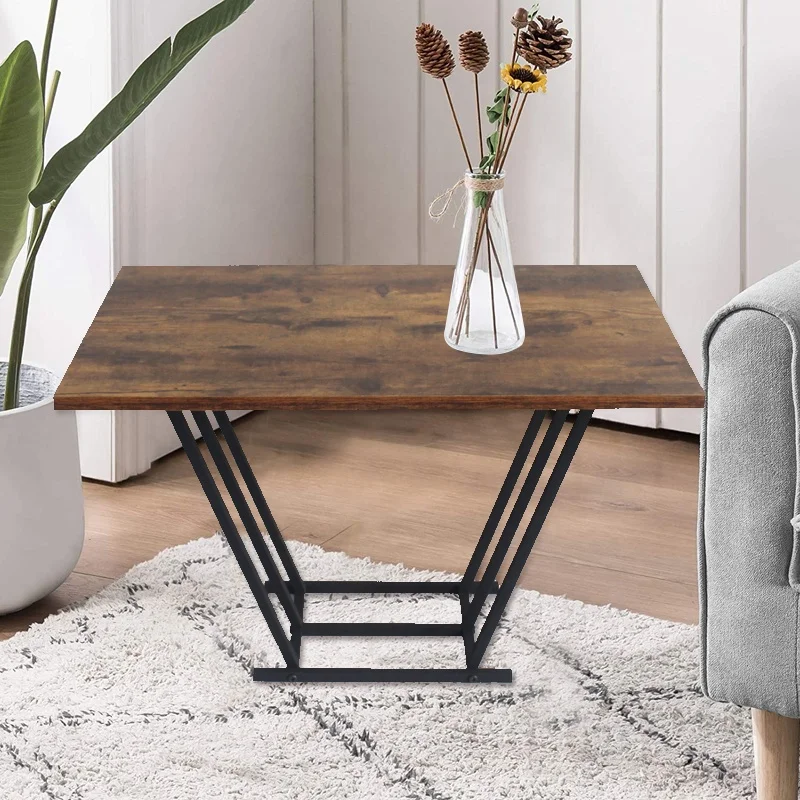 Modern Industrial Metal Wood Accent Table Living Room Furniture Side Table Antique Coffee Table