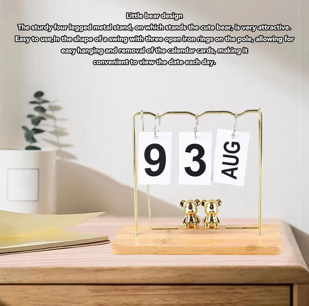 Wholesale Promotional Advent Calendar Printing Simple Kraft Wood Desk Calendar