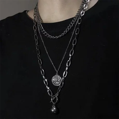 PUSHI jewelry multilayer necklace iced out hip hop jewelry necklace for couples cross necklace set