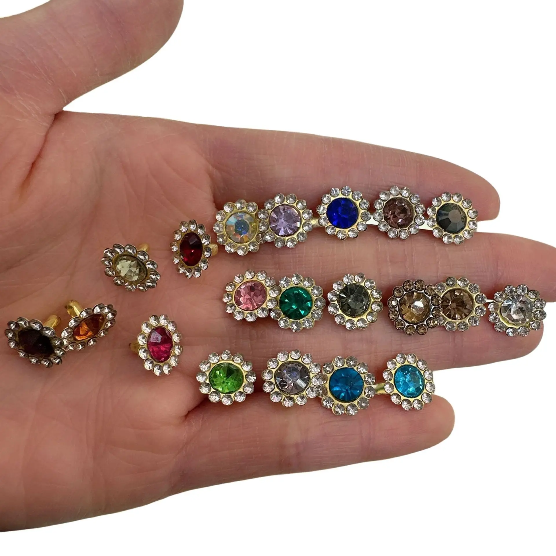 Diamond-Encrusted Gold-Rimmed Rhinestone DIY Jewelry Clothing Accessories Plum Blossom Pipe Nail Sunflower Design Garment