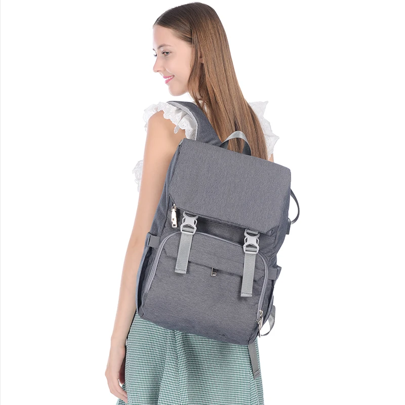 Multifunctional organizer waterproof luxury diaper bag with changing station usb oxford backpack baby diaper bags for mother