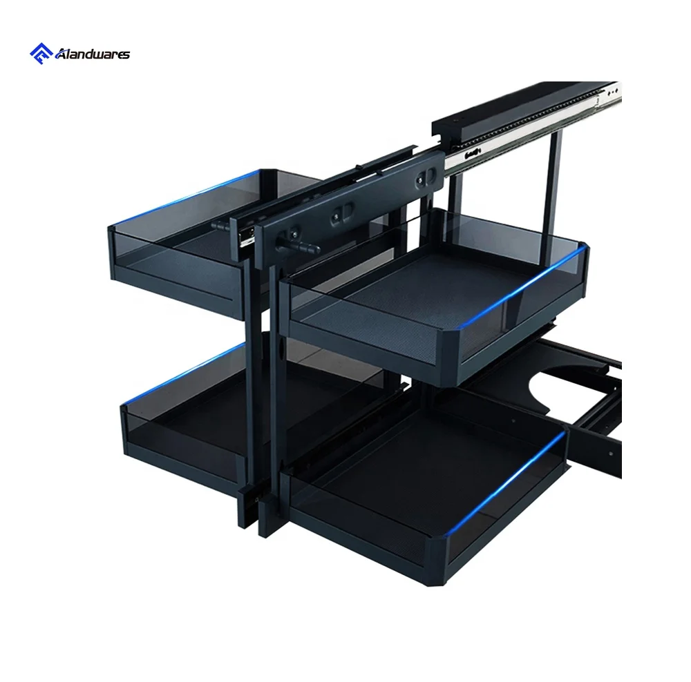 Kitchen Drawer for Plates Utensil Aluminum Alloy Cabinet Organiser Slim Box Slide Out Glass Universal Magic Corner