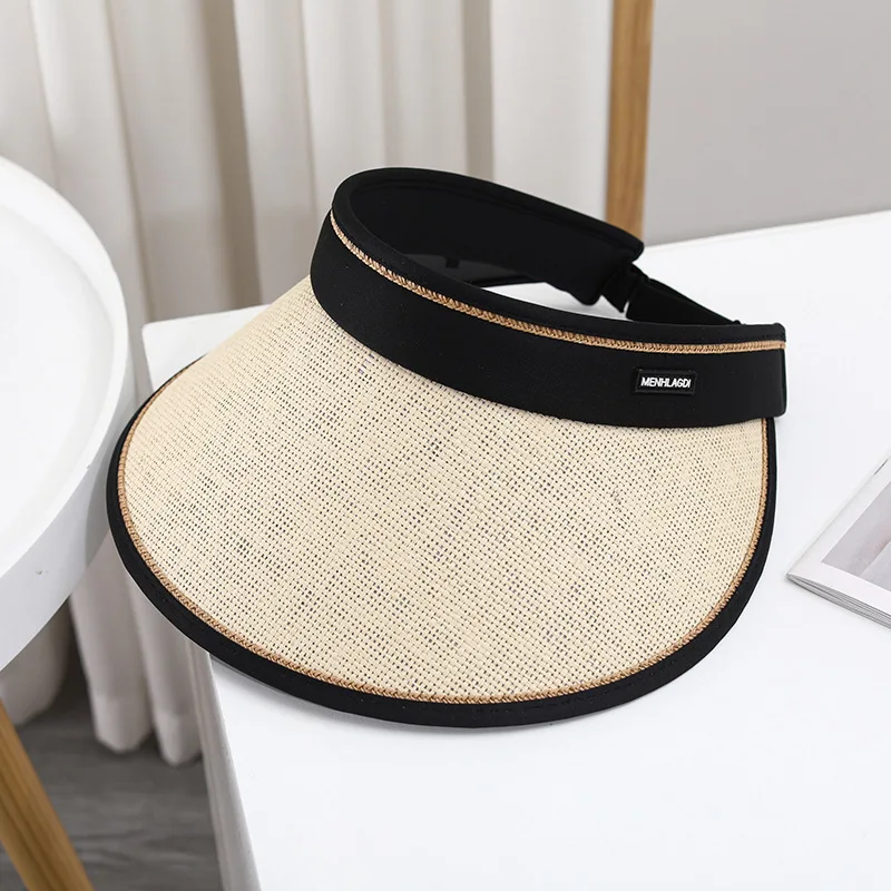 New Female Sunshade Vacation Foldable Straw Sun Hat Visor Caps Straw Visor Hats for Women