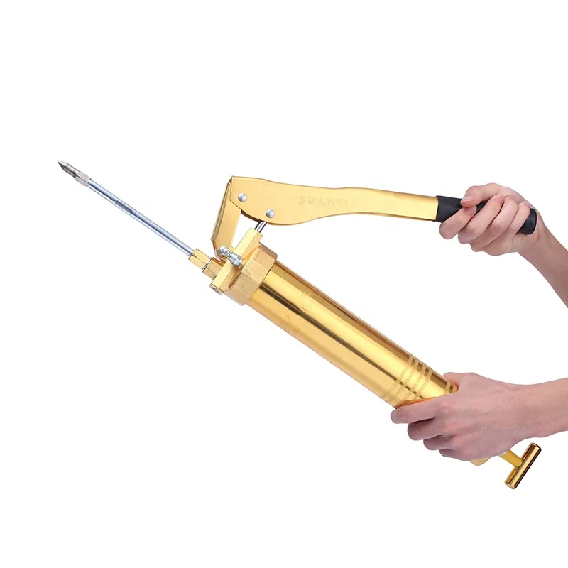 Grease gun 900cc gold plating process double piston 8000psi-10000psi high pressure manual grease gun