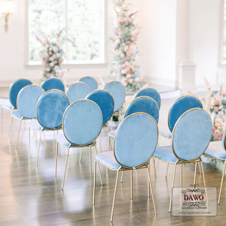 High quality design modern wedding stainless steel round back chair hotel chair