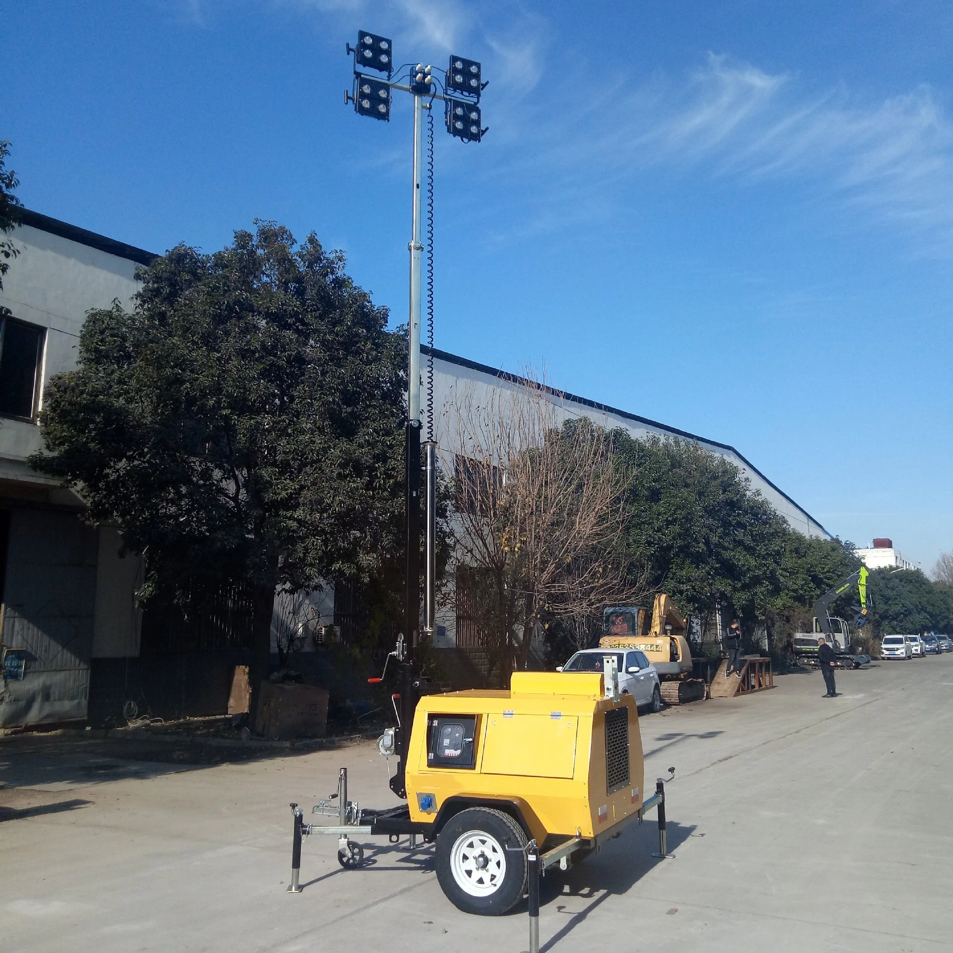 Construction Machinery Portable Led Light Towers 5 m 7 m 9 m Trailer Hand Lifting Mobile Lighting Tower Diesel Generator Set