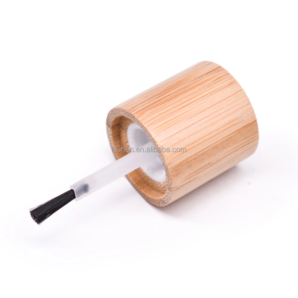 High Quality Black Soft Hair Nail Polish Bottle with Bamboo Cover Glass Bottles Genre